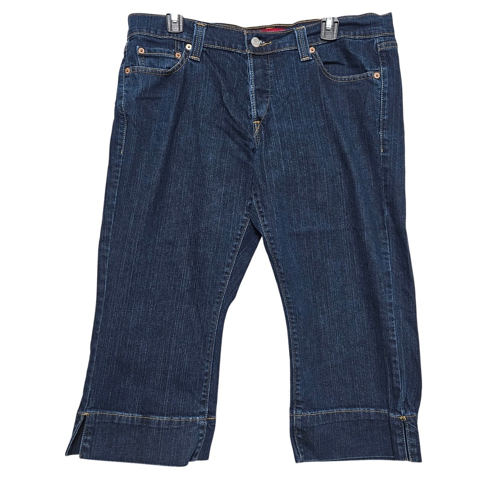 Levi's Low Slouch Stretch Cropped Capri Jeans Dark Wash Y2K Style Size 13‎ JR